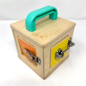 Lovevery Wooden Lockbox Toy – Montessori Fine Motor Toddler Activity